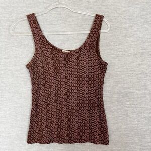 Vintage Womens Y2K Ribbed Knit Tank Size Large Brown Pink Grunge Twilight